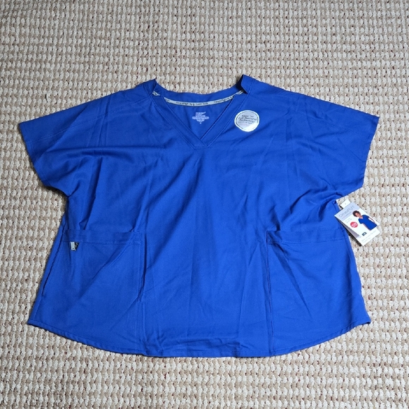 Climate Right Cuddl Duds 6 Pocket Scrub Top 3X Scrubs Plus Size V Neck Shirt Top - Picture 1 of 2